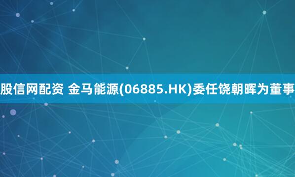 股信网配资 金马能源(06885.HK)委任饶朝晖为董事