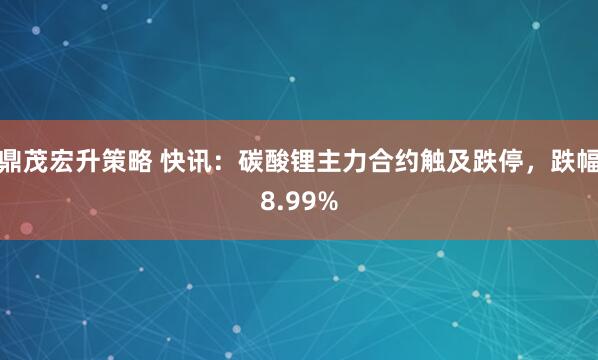 鼎茂宏升策略 快讯：碳酸锂主力合约触及跌停，跌幅8.99%